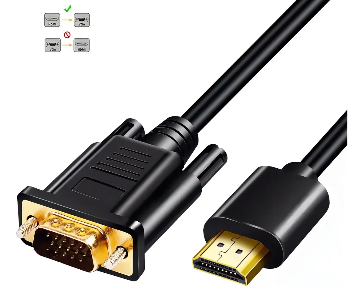 Adaptador HDMI a VGA Unidireccional 1080p Full HD 1.8m Negro