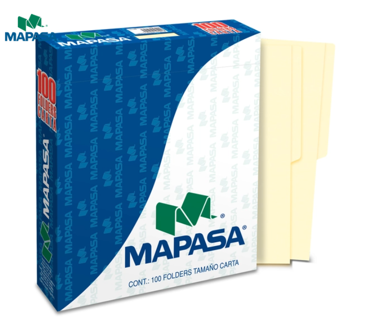Caja 10 Pq ,Folder Crema Mapasa C/100 Carta